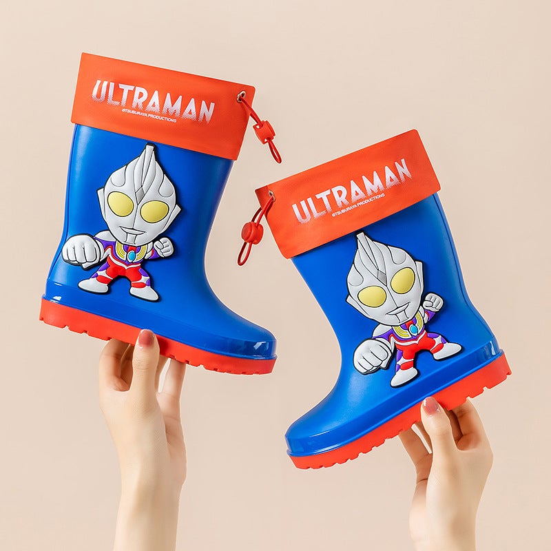 Genuine Ultraman Tiga Children'S Cartoon Rain Boots Boys' Non-Slip Mid-Tube Water Shoes Zero Primary School Students' Rain Boots - Image 1